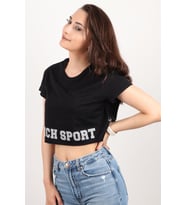 Kadın Kısa Kollu Crop Bluz