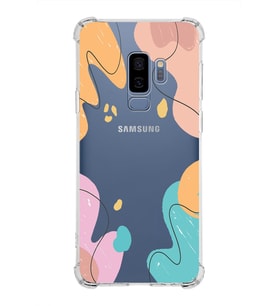 Samsung Galaxy S9 Plus  Köşe Korumalı Antişok Kapak Karışık Renkler Tasarımlı Şeffaf Silikon Kılıf