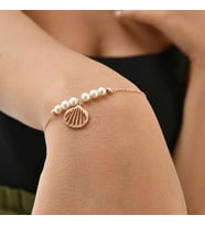İncili İstiridye 925 Ayar Gümüş Bileklik