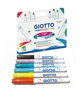 Giotto Maxi Glitter Kalın Uçlu Simli Keçeli Kalem 6 Renk 
