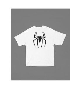 Spider-Man Logo Baskılı Tişört, Oversize Marvel Tişört