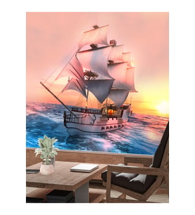 Dreamwall Denizde Tekne Desenli Isı Ve Ses Yalıtımlı Sağlıklı Tekstil Duvar Kağıdı (Çok Renkli)