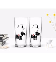 BK Gift Kişiye Özel Renkli Baskılı Godfather Baba Tasarımlı İkili Rakı Bardağı Seti-16 (Beyaz)
