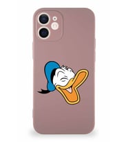 Apple iPhone 12 Mini Soft Premier Kapak Donald Duck-E Tasarımlı Silikon Kılıf - Pudra (Şeffaf)
