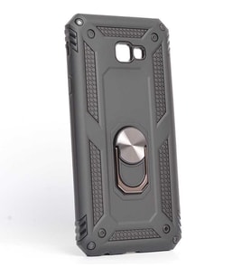 Samsung Galaxy J4 Plus Kılıf Yüzüklü Zırh Tank Vega (Siyah)