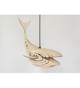 Whale Çocuk Genç Odası İçin Doğal Ahşap Mdf 3D Puzzle Lazer Kesim Balina Avize