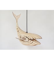 Whale Çocuk Genç Odası İçin Doğal Ahşap Mdf 3D Puzzle Lazer Kesim Balina Avize