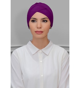 Şarabi Pratik Hazır Geçmeli Tesettür Bone Sandy Kumaş Çapraz Büzgülü 1801_08