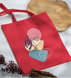BK Gift Modern Art Tasarımlı Kırmızı Kumaş Bez Çanta, Baskılı Omuz Çantası, Alışveriş Çantası, Arkadaşa Hediye-2