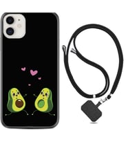 Apple iPhone 11 12 13 Mini Kılıf Boyun Askılı Silikon Aşık Avokadolar 1642