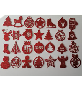 Kırmızı Eva Yılbaşı Ağacı Süsü 7,5x7,5 cm 28 li