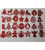 Kırmızı Eva Yılbaşı Ağacı Süsü 7,5x7,5 cm 28 li