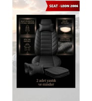leon 2006 Koltuk ve Kılıf uyumlu Siyah Minder Lüks Yastık 2 Minder 2 Yastık