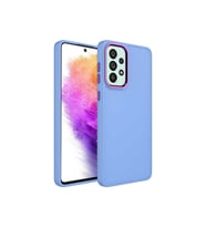 Samsung Galaxy A53 5G Uyumlu Kılıf Metal Çerçeve ve Buton Tasarımlı Silikon Zore Luna Kapak (Lila)