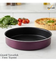 ARZU ÇELİK 30 Cm Granit Yuvarlak Fırın Tepsisi - Mürdüm