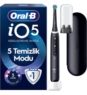 iO - 5 Siyah Yapay Zeka Teknolojili Şarjlı/Elektrikli Diş Fırçası