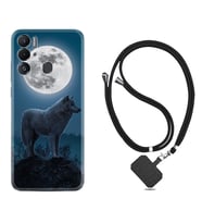 Tecno Pova Neo Kılıf Resimli Boyun Askılı İpli Desenli Silikon Series Moon Wolf 1820