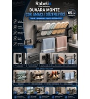 65 Cm Duvara Monte Terliklik Ayakkabılık Havluluk Organizer Siyah