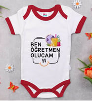 BK Kids Öğretmen Olucam Tasarımlı Kırmızı Bebek Body Zıbın-1