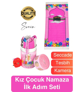 Özel Üretim Kız Çocuk Namaza İlk Adım Seccade Tesbih Seti Kızımın Seccadesi Oyuncak Hazırlık Hediye
