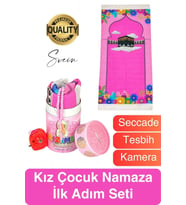Özel Üretim Kız Çocuk Namaza İlk Adım Seccade Tesbih Seti Kızımın Seccadesi Oyuncak Hazırlık Hediye