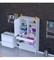 Modilayn AFRA 90x173x32,5cm 1 Çekmece, 3 Göz Sepet, 1 Kapak, 8 Raf Dar Alan Banyo Dolabı