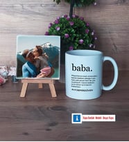 Babaya Hediye Fotoğraflı Dekoratif Taş, Kupa Bardak Beyaz Hediye (Model 1)