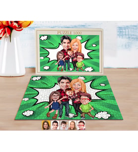BK Gift Kişiye Özel Aile Karikatürlü 1000 Parça Profesyonel Puzzle-5