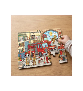 İtfaiyeci Sevimli Hayvanlar Tasarımlı 24 Parça Ahşap Çocuk Puzzle