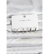 Gümüş Renk Pirinç Minimal Kalp Detaylı Kadın Küpe Seti TJ-BKP11472