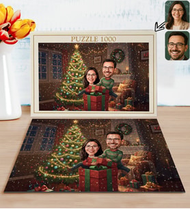 BK Gift Kişiye Özel Sevgili Yılbaşı Karikatür Tasarımlı 1000 Parça Profesyonel Puzzle-4, 1000 Puzzle, Yeni Yıl Hediyesi, Yılbaşı Hediyesi