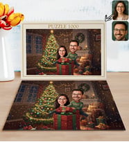 BK Gift Kişiye Özel Sevgili Yılbaşı Karikatür Tasarımlı 1000 Parça Profesyonel Puzzle-4, 1000 Puzzle, Yeni Yıl Hediyesi, Yılbaşı Hediyesi