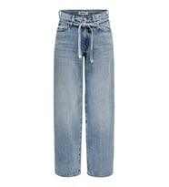 ONLY Bayan Düz Kesim Kemerli Kot Pantolon 15347093 (Mavi)