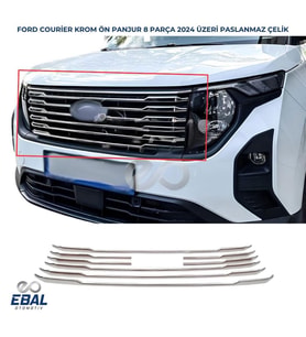 Ford Tourneo Courier Krom Ön Panjur 8 Parça 2024 Üzeri Paslanmaz Çelik (Gümüş)
