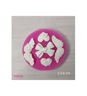 YY0729 Melek Kanadı Kalp Fiyonk Silikon Kalıp