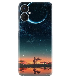 Tecno Spark 9T Kılıf Silikon Desen Özel Seri Ay ve Kız 1720