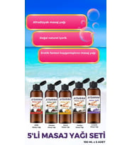 Masaj Yağı - Kayganlaştırıcı 5 Ayrı Aromalı 500 ml Masaj Yağları Seti
