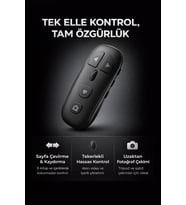 Bluetooth Sayfa Çevirme Kumandası Tekerlekli Uzaktan Kontrol Cihazı Telefon Tablet Uyumlu Video Kaydırma E-Kitap Okuma Selfie Çekim Medya Kontrol Aleti KR-06 (Gri)