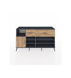 Kronos Konsol 6 Raflı 2 Çekmeceli Tek Kapaklı  176x59x99 Antrasit-Çam