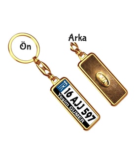 Kişiye Özel Kia Altın Parlama Logo Tema Plaka Anahtarlık (Altın)