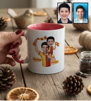 Kişiye Özel Karikatürlü Sarı Kırmızı Taraftar Baba Oğul Kupa Bardak Babalar Günü Hediyesi