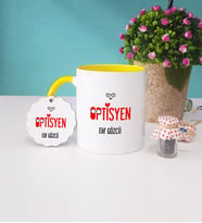 Optisyen Kupa Bardak Sarı ve Anahtarlık