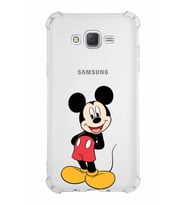 Samsung Galaxy J7  Köşe Korumalı Antişok Kapak Mickey Mouse Tasarımlı Şeffaf  Kılıf