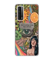 Huawei P Smart 2021 Uyumlu Vintage Kolaj Desenli Şeffaf Telefon Kılıfı