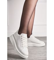 Günlük Kadın Spor Ayakkabı Bağcıklı Hafif Kalın Yüksek Taban Yürüyüş Sneaker 2135 (Beyaz)