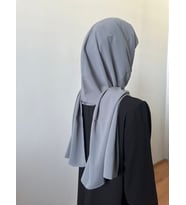 Eflatun Trend Kadın Medine İpeği Şal ( 70 x 190 cm) (Füme)