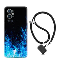 Tecno Spark 9 Pro Kılıf Silikon Boyun Askılı İpli Desenli Silikon Blue Fire 1678