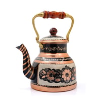 1,7 Litre El Işlemeli Nostaljik Tekli Kalaylı Bakır Büyük Demlik, Çaydanlık, Su Isıtıcısı (Siyah)
