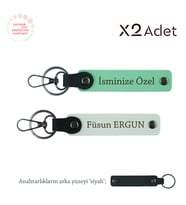 Kuzene Yılbaşı Hediyesi, İsim & Soyisim Kişiselleştirilmiş 2’li Anahtarlık, Yeşil-Beyaz-Siyah