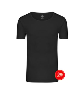 Erkek Pamuklu Sıfır Yaka Tshirt 3'lü Paket - Siyah